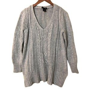 Lane Bryant Perfect Soft Gray Cable Knit Sweater Size 14/16